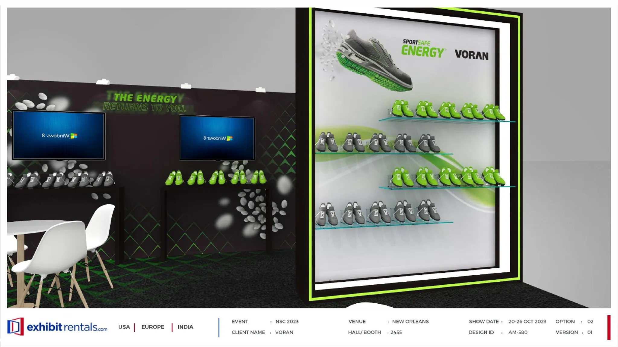 20x20 Peninsula booth design by Exhibit-Rentals